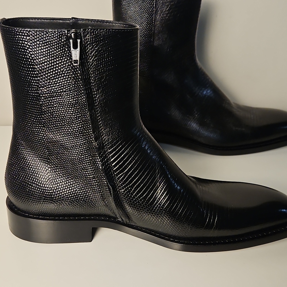 Mens Balenciaga Chrystal Bootie L20 Lizard Effect Black Calfskin Designer Shoes - Picture 9 of 16